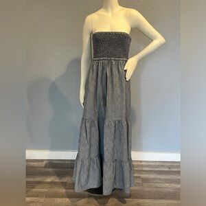 Anthropologie Daughters of the liberation Midi Denim Tiered Chambray sleeveless